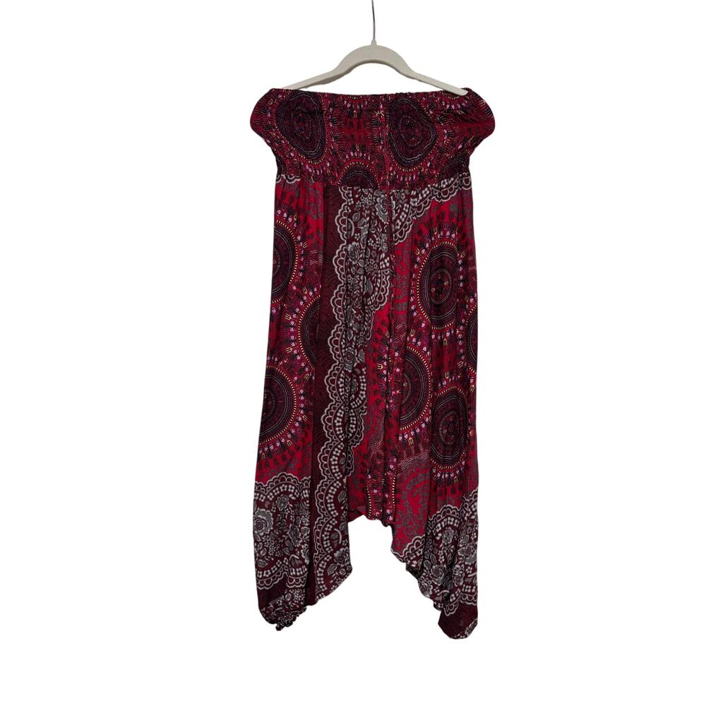 Bohemian Red Patterned Strapless Jumpsuit Small - Picture 2 of 9
